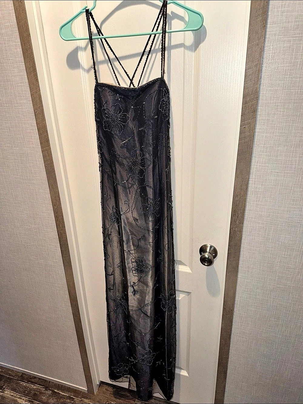 Black Floral Embroidered Maxi Dress Like New